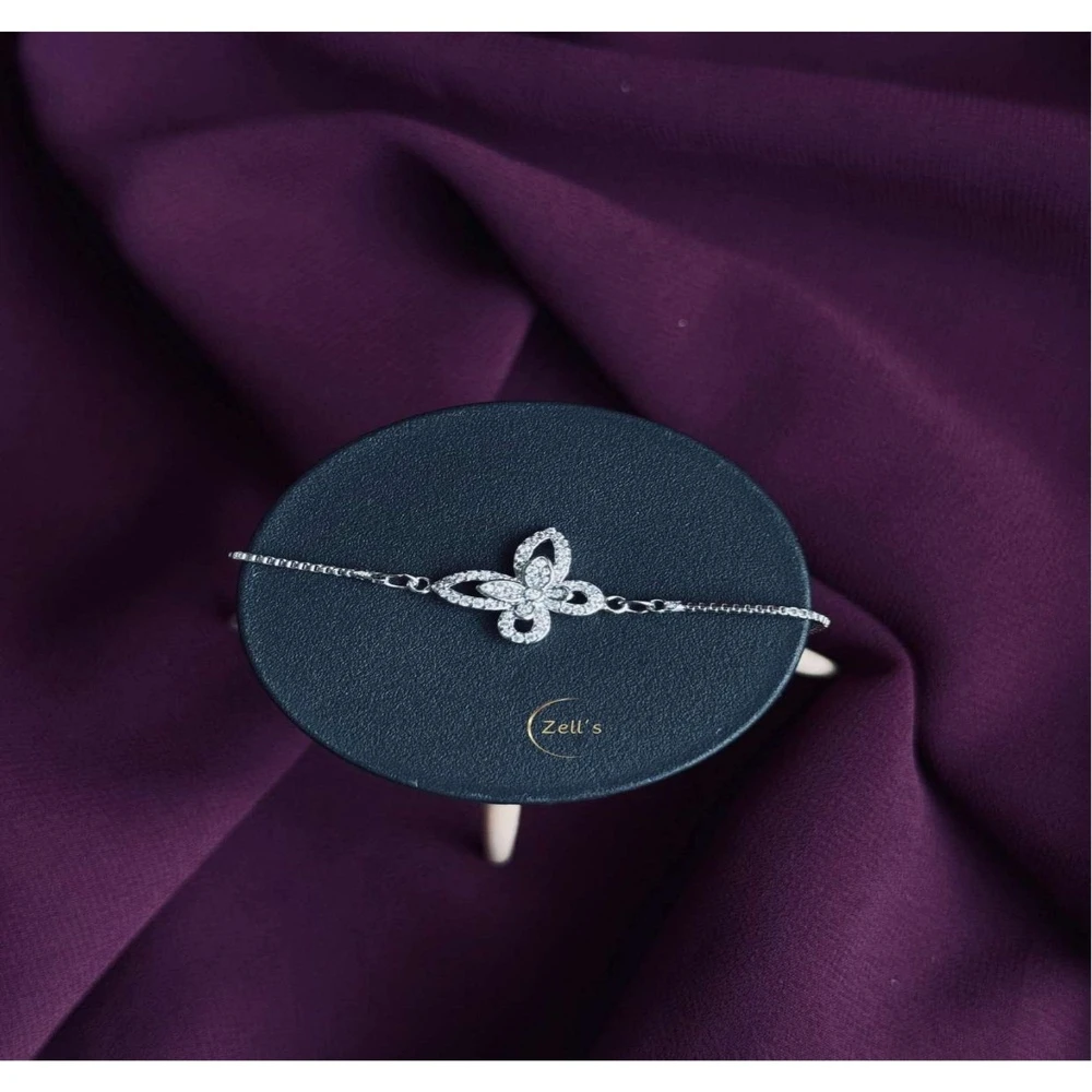 Zell’s Creative Silver Butterfly Charm Bracelet – Dainty Crystal Design