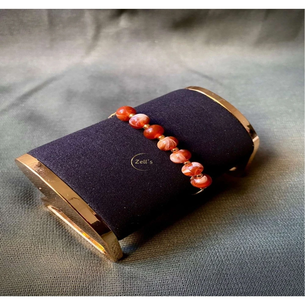 Zell’s EarthStone Polished Bead Bracelet – Terracotta Red Marble Finish