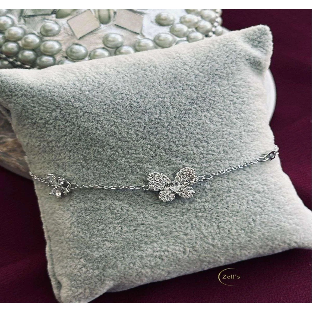 Zell’s Crystal Butterfly Charm Bracelet – Silver Elegance Edition
