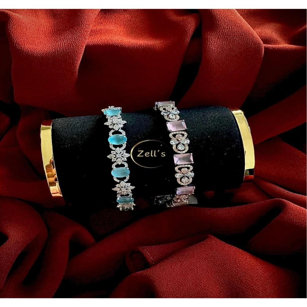 Zell’s Dual Glamour Crystal Bracelets – Blue Stone & Lavender Accent Set