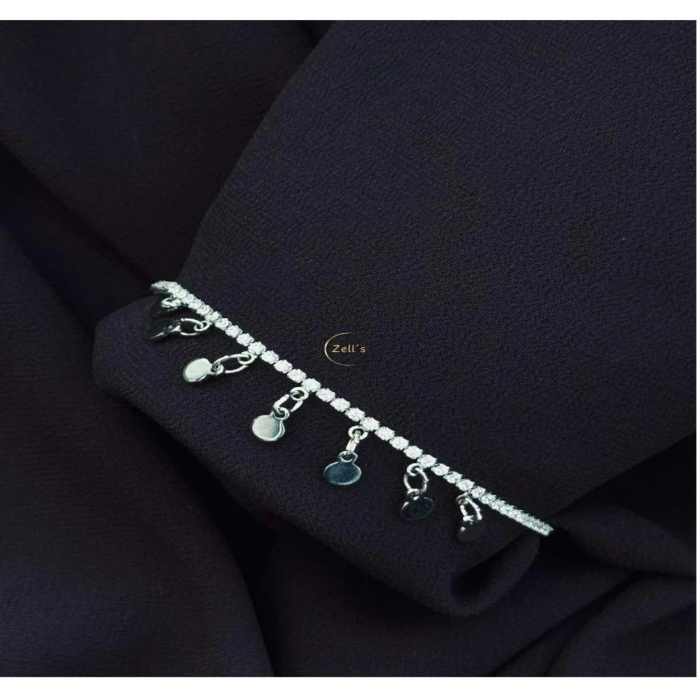Zell’s Silver Dangle Disc Charm Bracelet – Crystal Chain Design