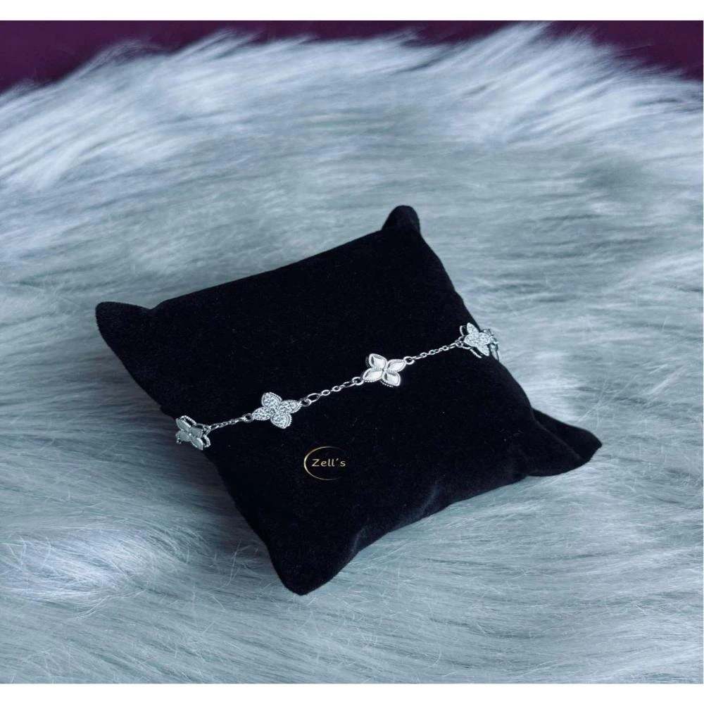 Zell’s Silver Multi-Floral Link Bracelet – Crystal Petal Design