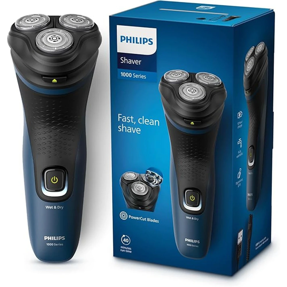 Philips Shaver 1000 Series – Wet & Dry Electric Shaver with PowerCut Blades