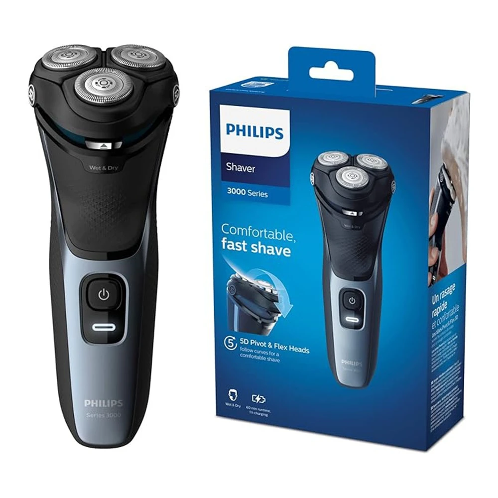 Philips Shaver 3000 Series – Wet & Dry Electric Shaver with 5D Pivot & Flex Heads