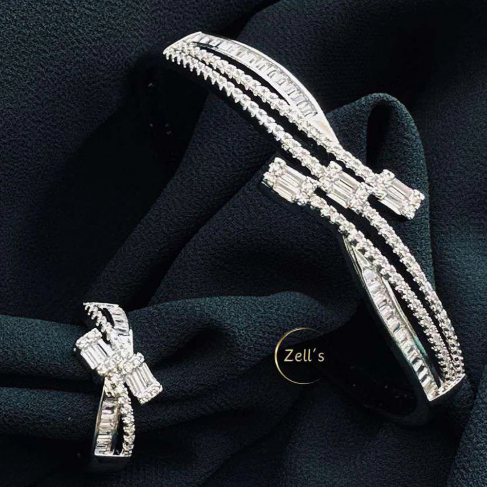 Zell’s X-Cut Crystal Bracelet & Ring Set – Elegant Fusion Series