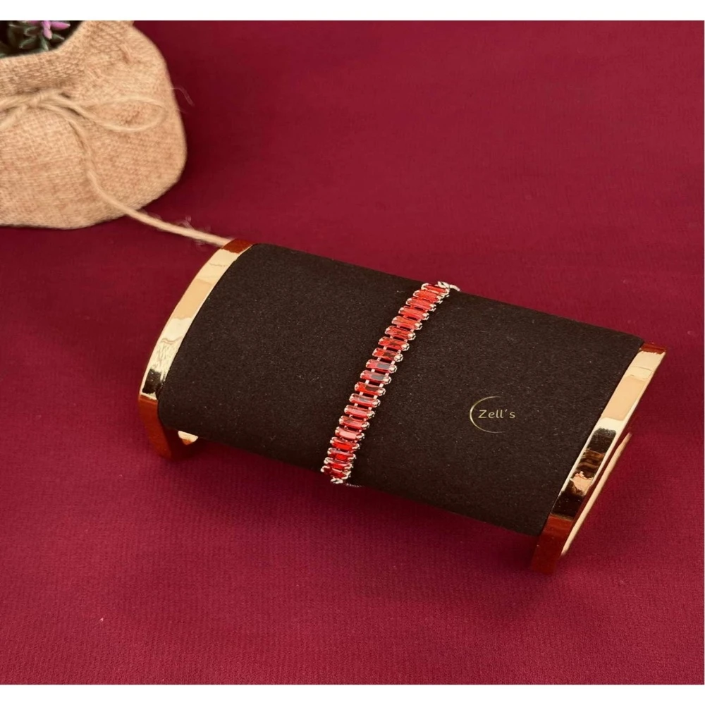 Zell’s Red Baguette Crystal Bracelet in Silver Claw Setting