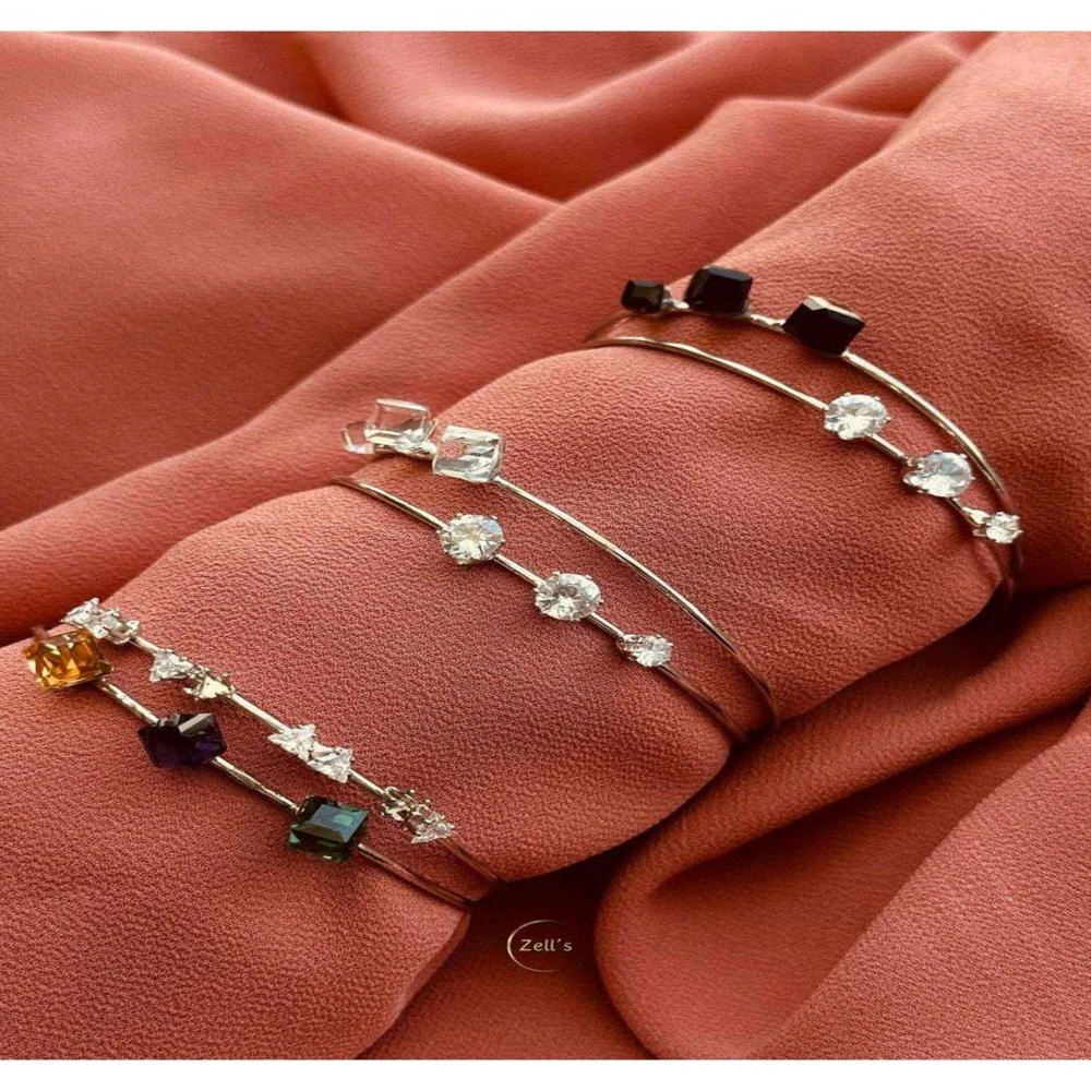 Zell’s Multi-Stone Delicate Bangles Set – Assorted Gem Cuts